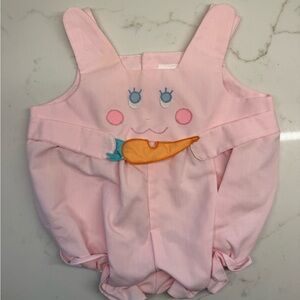 VTG Pink Kids One Piece Bodysuit with Carrot Design